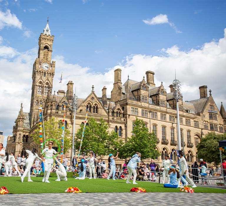 A festival in Bradford city square.