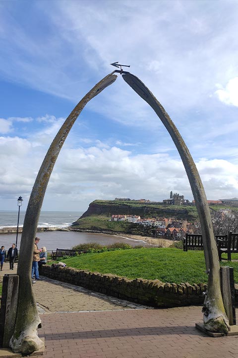 Whitby beach on a sunny day.