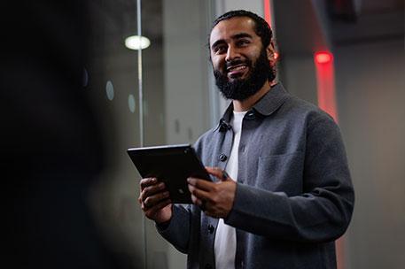 Student with tablet.