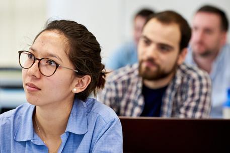 Two students in a classroom