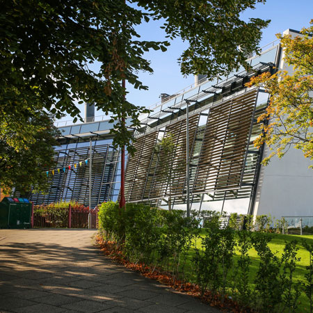 Pathway outside the University of Bradford's Bright Building