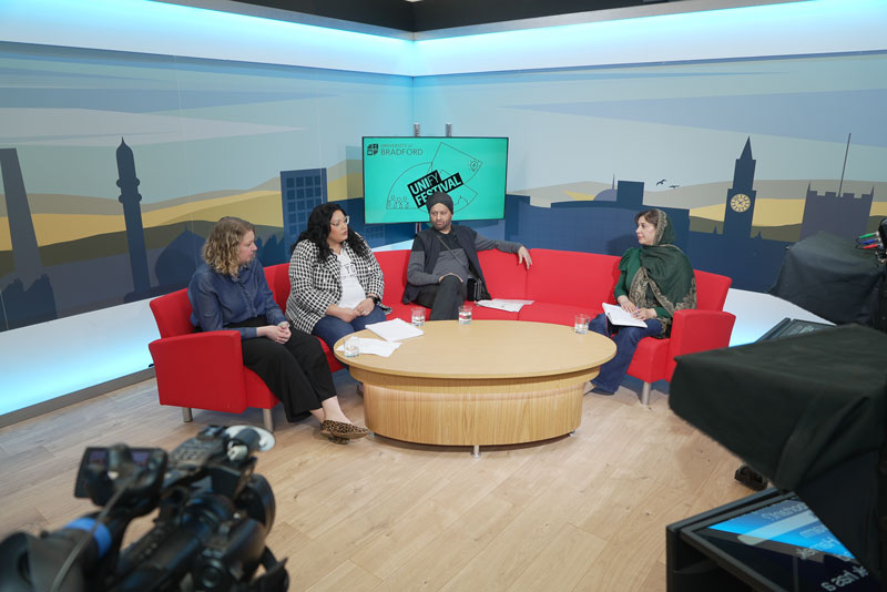 Four panellists sat in the University's TV studio - part of UNIfy Festival 2024