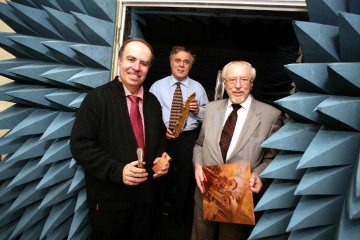 Picture of men standing in doorway of anachoic chamber at University of Bradford