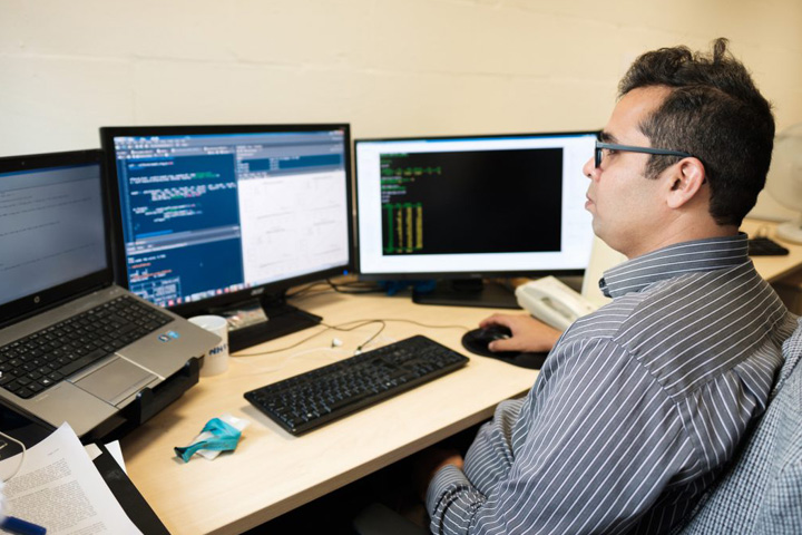 Person looking at a computer screen