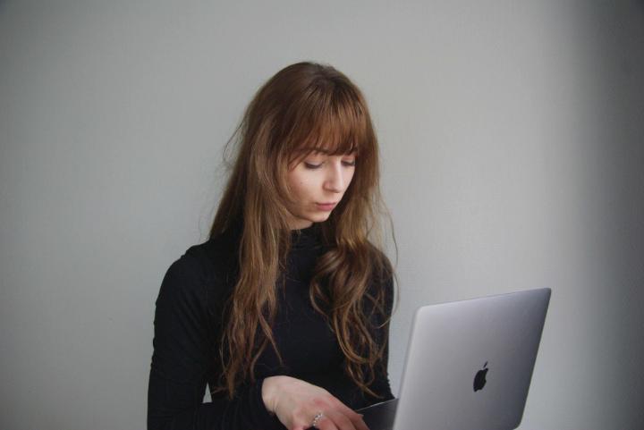 Student working at a laptop