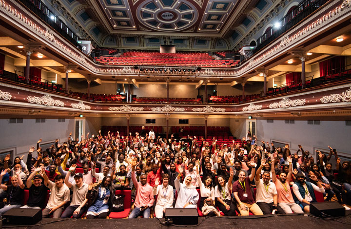 Group photo on Bradford Sustainability Tour in St. Georges Hall