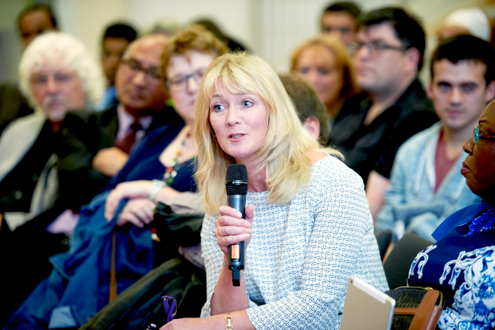 A staff development conference hears from Vice-Chancellor Professor Shirley Congdon speaking from its audience.