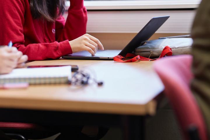 Student using laptop