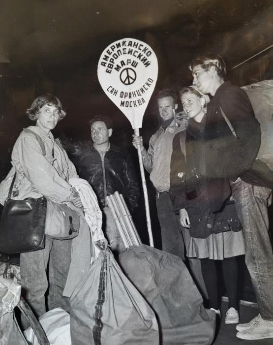 Cyril Pustan and Regina Fisher on the peace march in 1961