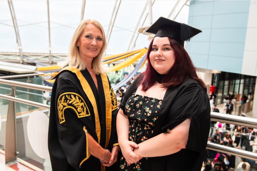 Aimee Brannan graduation with VC Shirley Congdon