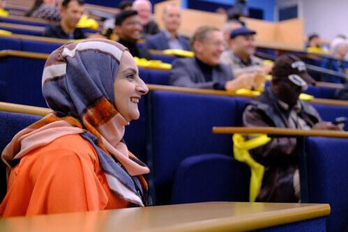 Alumni in a lecture hall