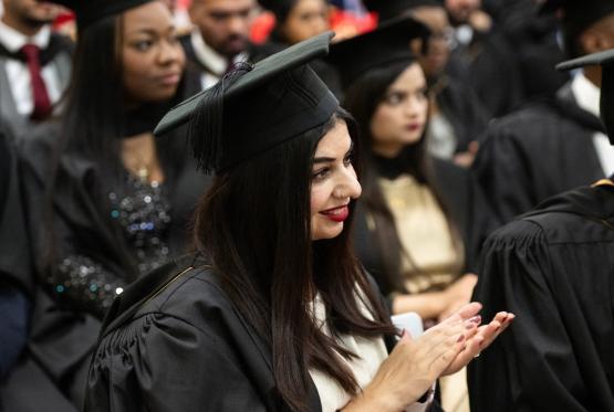 Graduates wearing gowns and mortarboard hats