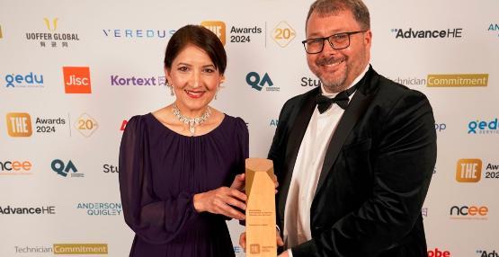 Dr Sobia Kauser and Stuart Walker at the THE Awards 2024