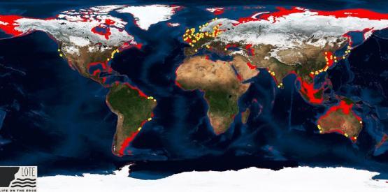 Map showing sea level rise since last glacial maximum