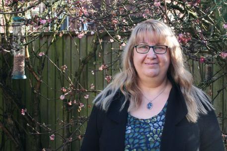 MSc Advanced Dementia Studies student Sarah Lambert in her garden